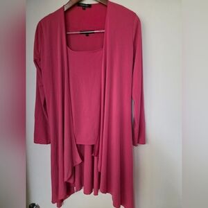 Courage b Fuchsia Pink 2-Piece Set – Open Cardigan & Tank Top – Size M